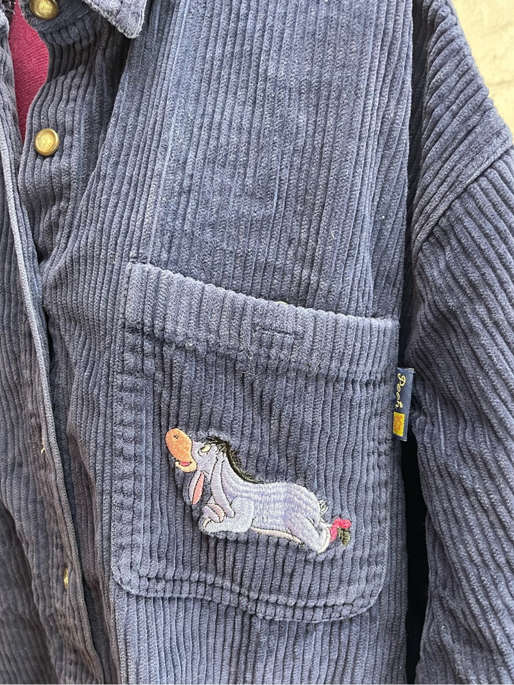 Vintage winnie the Pooh corduroy button down shirt size XL navy blue - Picture 2 of 7